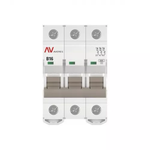 Выключатель автоматический модульный 3п B 16А 6кА AV-6 AVERES EKF mcb6-3-16B-av фото 3