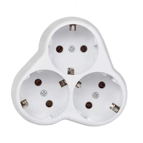 Тройник 3 гнезда с заземл. круглый бел. 16А 250В EKF ATK16-3 фото 4 Тройник 3 гнезда с заземл. круглый бел. 16А 250В EKF ATK16-3 фото 4