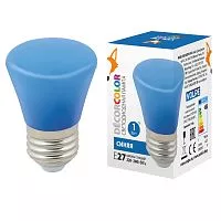 LED-D45-1W/BLUE/E27/FR/С BELL Лампа декоративная светодиодная. Форма "Колокольчик", матовая. Цвет синий. Картон. ТМ Volpe.