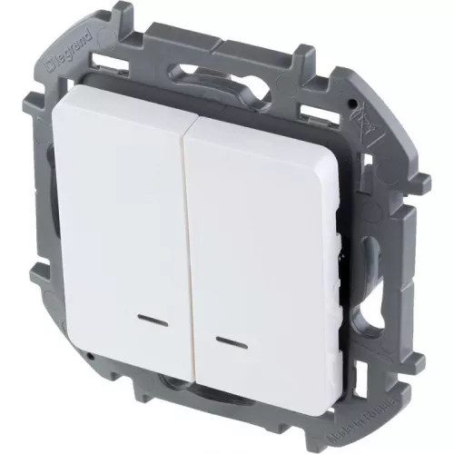 Механизм выключателя 2-кл. Inspiria 10А IP20 250В 10AX с подсветкой / индикацией бел. Leg 673630 фото 3