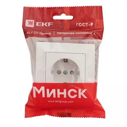 Розетка 1-м СП Минск 16А защ. шторки с заземл. бел. Basic EKF ERR16-028-100 фото 5 Розетка 1-м СП Минск 16А защ. шторки с заземл. бел. Basic EKF ERR16-028-100 фото 5