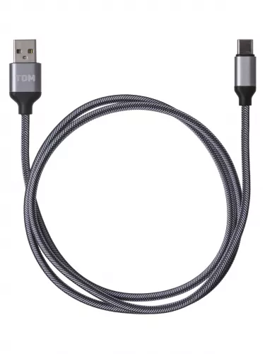 Дата-кабель, ДК 11, USB - USB Type-C, 1 м, тканевая оплетка, серый, TDM фото 2