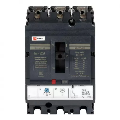Выключатель автоматический 3п 100/32А 36кА ВА-99C Compact NS PROxima EKF mccb99C-100-32 фото 6