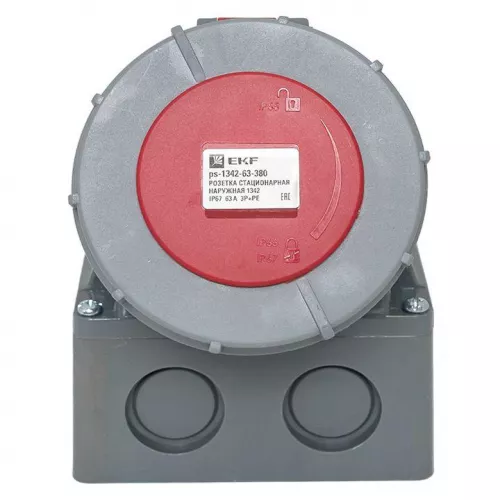 Розетка стационарная наружная 1342 3Р+РЕ 63А 380В IP67 PROxima EKF ps-1342-63-380 фото 3