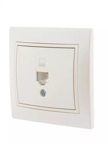 Розетка компьютерная 1-м СП Мира RJ45 жемчуж. бел. перламутр LEZARD 701-3030-139 фото 2