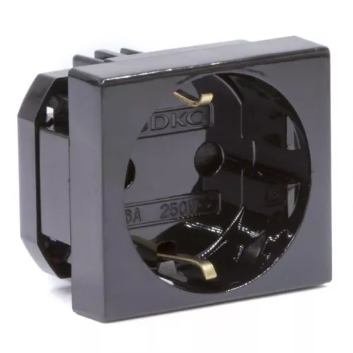 Розетка 1-м 2мод. Viva 16А IP20 2P+E защ. шторки черн. DKC 45205 фото 2