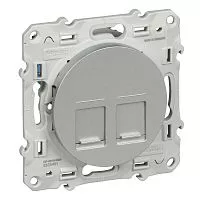 Механизм розетки комп. 2-м СП Odace RJ45 алюм. SchE S53R481