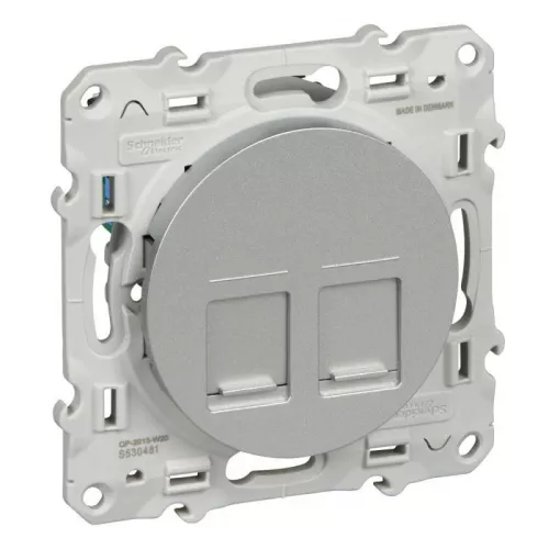 Механизм розетки комп. 2-м СП Odace RJ45 алюм. SchE S53R481