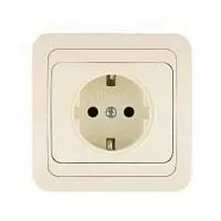 Розетка 1-м СП Mimoza 16А IP20 с заземл. крем/крем Makel 25028