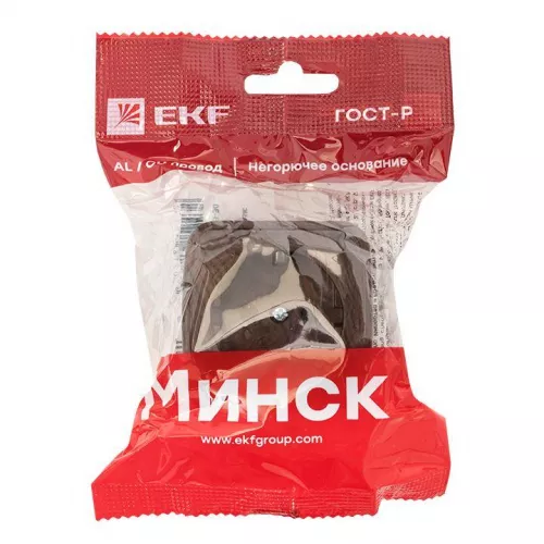 Розетка 1-м ОП Минск 16А IP20 с заземл. темн. дерево EKF EGR16-028-40 фото 2