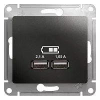 Механизм розетки USB 1-м СП Glossa 5В/2100мА 2х5В/1050мА антрацит SchE GSL000733