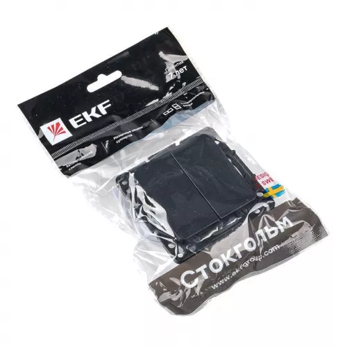 Механизм выключателя 2-кл. Стокгольм 10А черн. PROxima EKF EZV10-023-10 фото 6