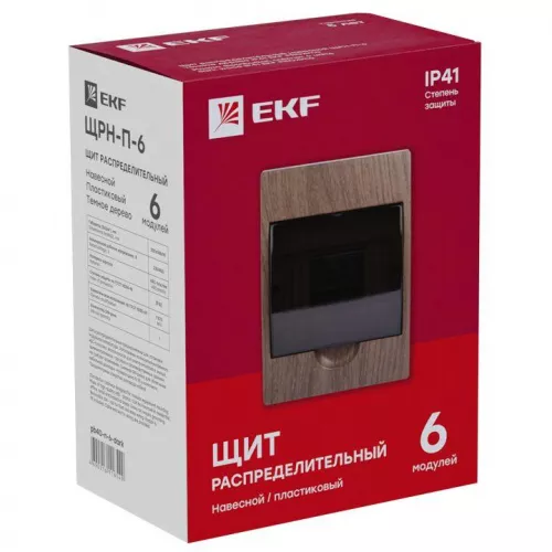 Щит ЩРН-П-6 IP41 темное дерево PROxima EKF pb40-n-6-dark фото 4