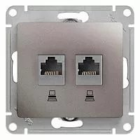 Механизм розетки комп. 2-м Glossa RJ45+RJ45 кат.5е платина SchE GSL001285KK