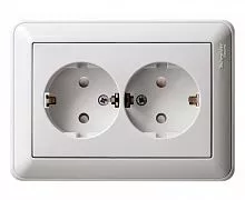Розетка 2-м СП W59 защ. шторки с заземл. бел. SchE RS16-255-18 (РС16-255-18)
