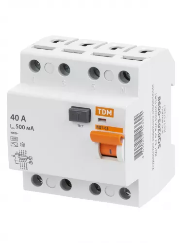 УЗО ВД1-63 4Р 40А 500мА TDM фото 2