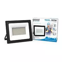 Прожектор светодиодный Elementary LED 100Вт IP65 6500К черн. Gauss 613100100