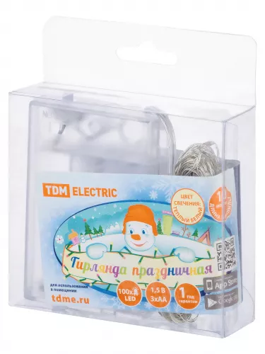 Гирлянда светодиодная "Роса100" 100LED, 10м, 3000К, 3хАА, TDM фото 5
