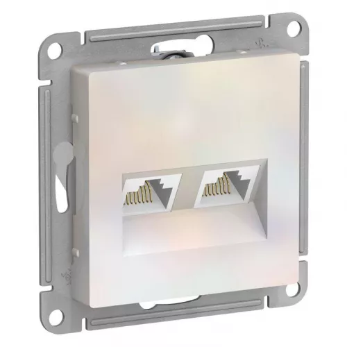 Механизм розетки компьютерной 2-м AtlasDesign RJ45 + RJ45 кат.5e жемчуг SchE ATN000485