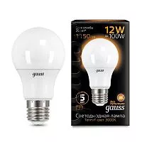 Лампа светодиодная Black Globe 12Вт 3000К тепл. бел. E27 1150лм 150-265В Gauss 102502112