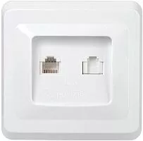 Розетка компьютерная + телеф. 2-м СП ВЕГА RJ11/RJ45 РK/T12-ВБ бел. IEK EIV20-K01-DM