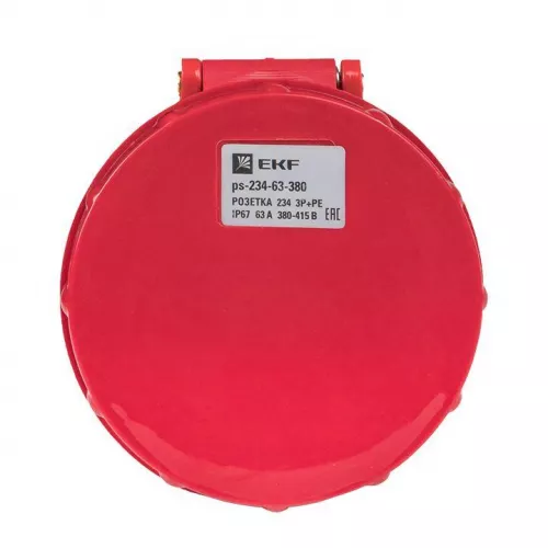 Розетка кабельная 63А 380В 3P+РЕ IP44 (234) EKF ps-234-63-380 фото 3