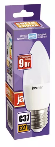 Лампа светодиодная PLED-SP C37 9Вт свеча 5000К холод. бел. E27 820лм 230В JazzWay 5001954A фото 2