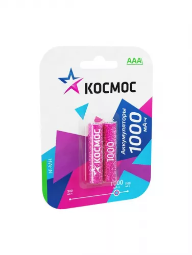 Аккумулятор R03 NI-MN 1000мА.ч BP-2 (блист.2шт) Космос KOCR03NIMH(1000MAH)
