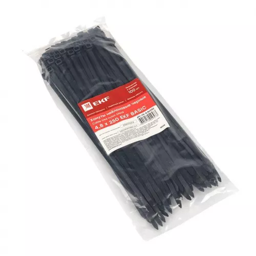 Хомут кабельный 4.8х250 нейл. черн. (уп.100шт) EKF plc-cb-4.8x250 фото 2