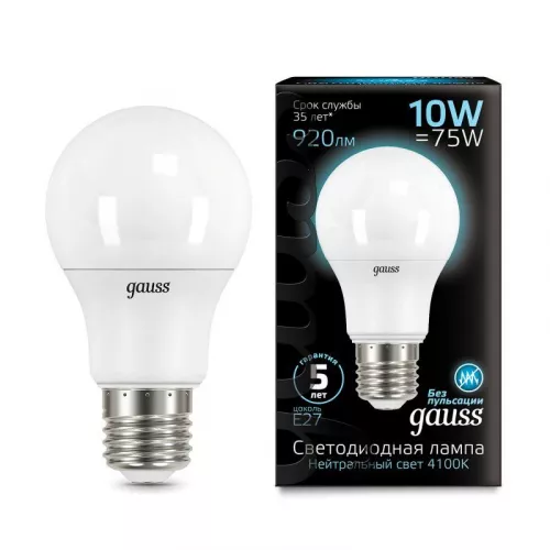 Лампа светодиодная Black A60 10Вт E27 4100К Gauss 102502210 Лампа светодиодная Black A60 10Вт E27 4100К Gauss 102502210