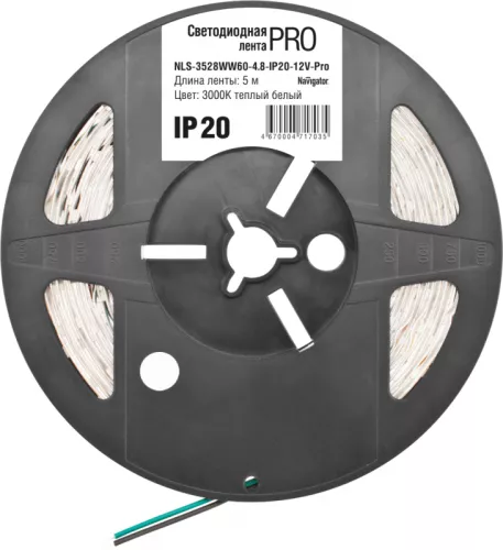 Лента светодиодная 71 703 NLS-3528WW60-4.8-IP20-12V-Pro R5 4.8Вт/м (уп.5м) Navigator 71703 Лента светодиодная 71 703 NLS-3528WW60-4.8-IP20-12V-Pro R5 4.8Вт/м (уп.5м) Navigator 71703