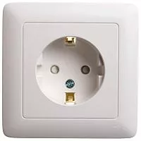 Розетка 1-м СП Хит 16А 250В защ. шторки с заземл. бел. SchE RS16-136-B