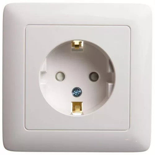 Розетка 1-м СП Хит 16А 250В защ. шторки с заземл. бел. SchE RS16-136-B