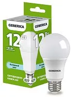 Лампа светодиодная A60 12Вт грушевидная 6500К E27 230В GENERICA LL-A60-12-230-65-E27-G