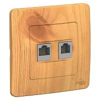 Розетка компьютерная + телеф. 2-м СП BLANCA RJ45 кат.5e + RJ11 ясень SchE BLNIS045115