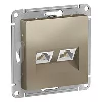 Механизм розетки компьютерной 2-м AtlasDesign RJ45 + RJ45 кат.5e шампань SchE ATN000585