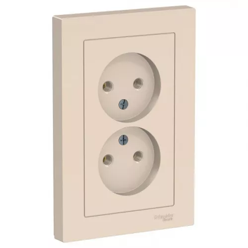 Розетка 2-м AtlasDesign 16А без заземл. в сборе беж. SchE ATN000220