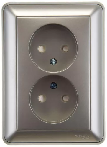Розетка 2-м СП W59 16А IP20 без заземл. защ. шторки шампань SchE RS16-254-48 Розетка 2-м СП W59 16А IP20 без заземл. защ. шторки шампань SchE RS16-254-48