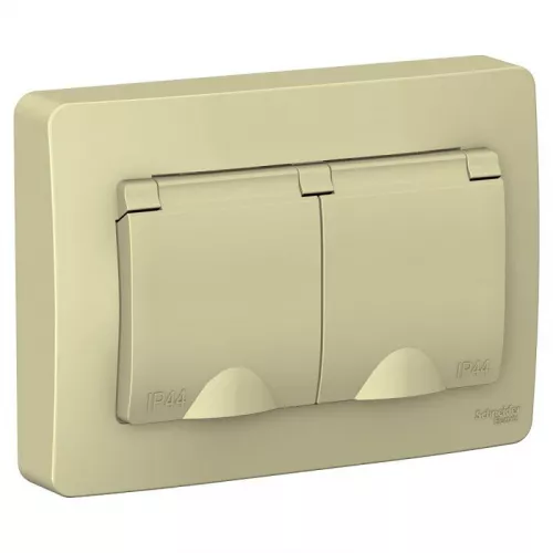 Розетка 2-м СП BLANCA 16А IP44 250В с защ. крышкой защ. шторки с заземл. беж. SchE BLNRS441127 Розетка 2-м СП BLANCA 16А IP44 250В с защ. крышкой защ. шторки с заземл. беж. SchE BLNRS441127