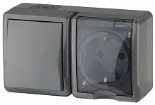 Блок ОП розетка+выключатель 11-7401-03 16АХ(10AX)-250В IP54 Эксперт сер. ЭРА Б0020734