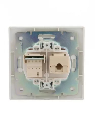 Розетка компьютерная + телеф. СП Мира RJ11 + RJ45 бел./бел. LEZARD 701-0202-143 фото 4