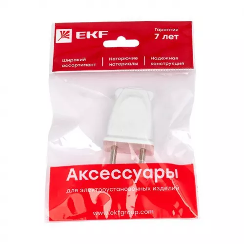 Вилка плоская 10А 250В без заземл. бел. PROxima EKF AVP10-10-rpl фото 4