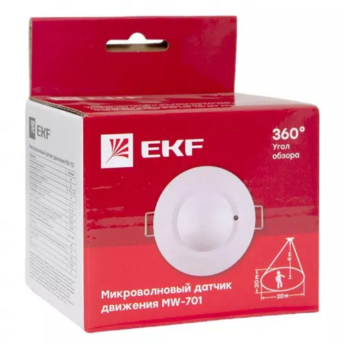 Датчик движения микроволновый MW-701 1200Вт 360гр. до 8м IP20 бел. PROxima EKF dd-mw-701 фото 12