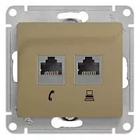 Механизм розетки комп. + телеф. 2-м СП Glossa RJ11 + RJ45 CAT.5E титан SchE GSL000485