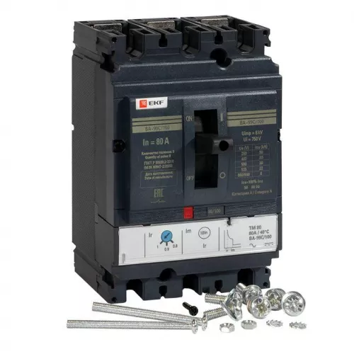 Выключатель автоматический 3п 100/80А 36кА ВА-99C Compact NS PROxima EKF mccb99C-100-80 фото 2
