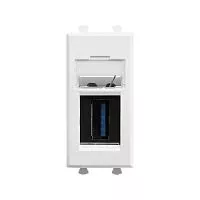 Розетка USB 3.0 1мод. Avanti "Белое облако" модульная тип А-А DKC 4400301