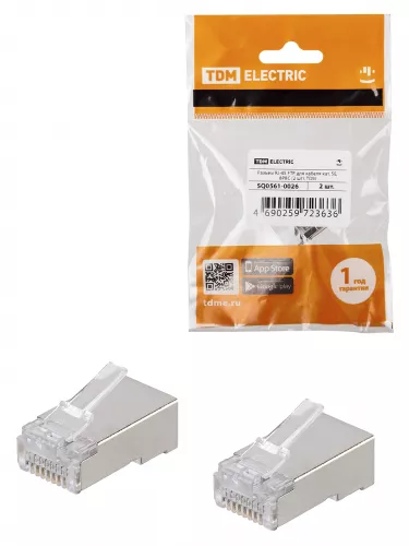 Разъем RJ-45 FTP для кабеля кат. 5Е, 8P8C (2 шт), TDM