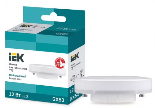 Лампа светодиодная ECO T75 таблетка 12Вт 230В 4000К GX53 IEK LLE-T80-12-230-40-GX53