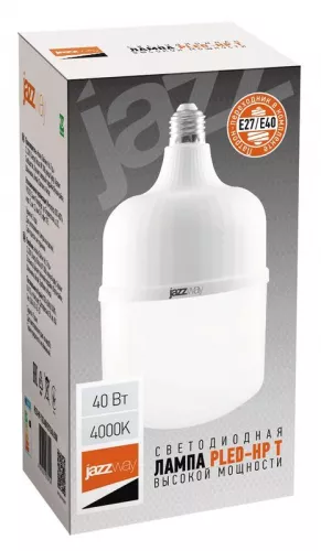 Лампа светодиодная PLED-HP-T120 40Вт 4000К 3400лм E27 с переходником на E40 бел. JazzWay 1038937 фото 2