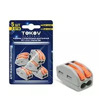 Клемма строительно-монтажная PCT-212 с рычагом 2 отверстия (блист.5шт) TOKOV ELECTRIC TKE-PCT-212/BL5